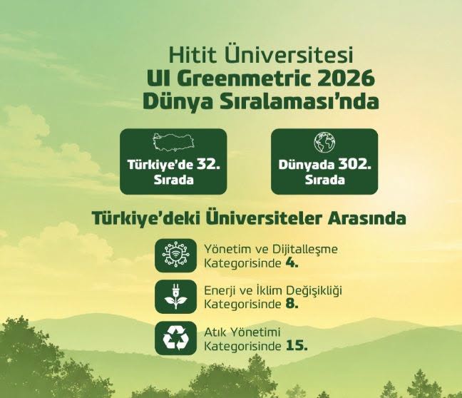 HİTİT ÜNİVERSİTESİ GREENMETRIC 2026’DA DÜNYADA 302’NCİ SIRAYA YÜKSELDİ